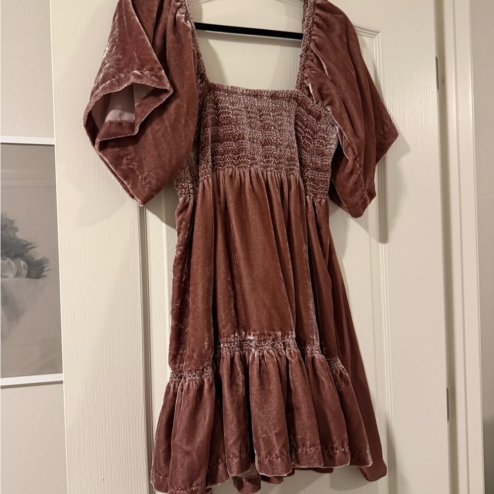 Free People Velvet Mini Dress in Dusty Rose